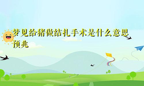 梦见给猪做结扎手术是什么意思预兆