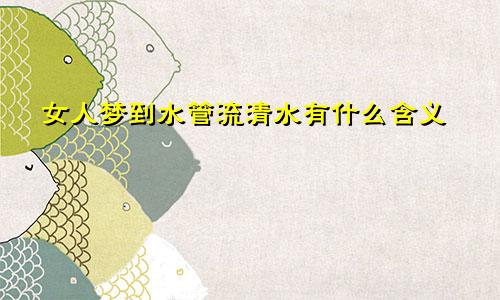 女人梦到水管流清水有什么含义
