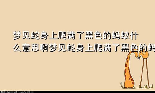 梦见蛇身上爬满了黑色的蚂蚁什么意思啊梦见蛇身上爬满了黑色的蚂蚁什么意思呀