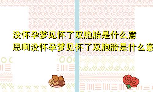 没怀孕梦见怀了双胞胎是什么意思啊没怀孕梦见怀了双胞胎是什么意思呀