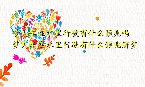 梦见车在水里行驶有什么预兆吗梦见车在水里行驶有什么预兆解梦