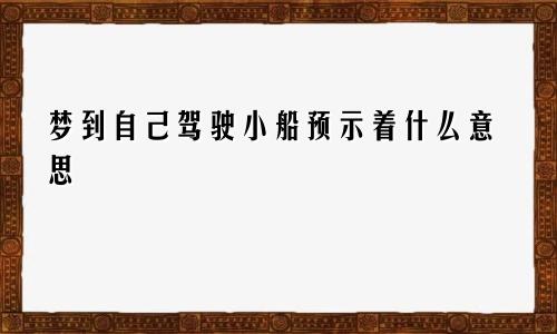 梦到自己驾驶小船预示着什么意思