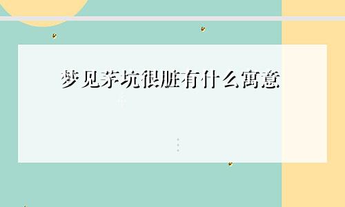 梦见茅坑很脏有什么寓意