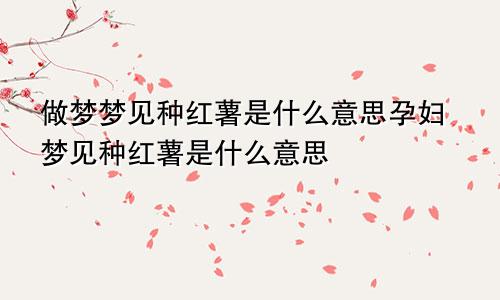 做梦梦见种红薯是什么意思孕妇梦见种红薯是什么意思