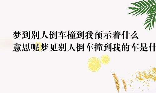 梦到别人倒车撞到我预示着什么意思呢梦见别人倒车撞到我的车是什么意思