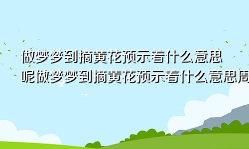 做梦梦到摘黄花预示着什么意思呢做梦梦到摘黄花预示着什么意思周公解梦