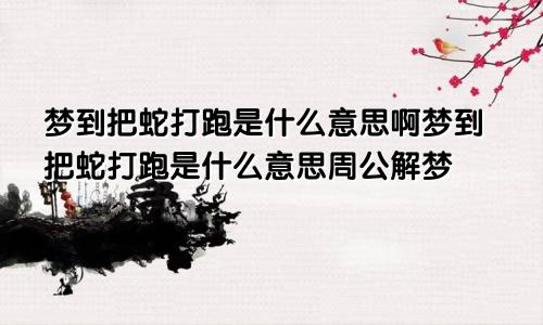 梦到把蛇打跑是什么意思啊梦到把蛇打跑是什么意思周公解梦