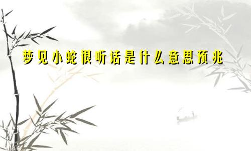 梦见小蛇很听话是什么意思预兆