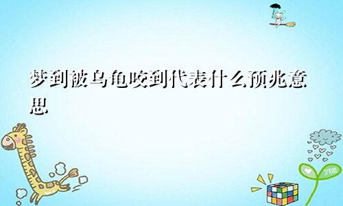 梦到被乌龟咬到代表什么预兆意思
