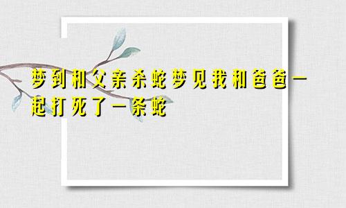 梦到和父亲杀蛇梦见我和爸爸一起打死了一条蛇