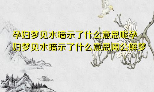 孕妇梦见水暗示了什么意思呢孕妇梦见水暗示了什么意思周公解梦