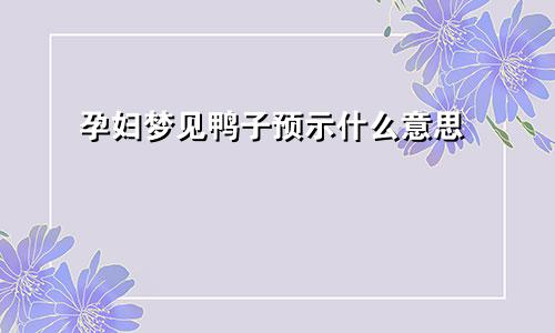 孕妇梦见鸭子预示什么意思