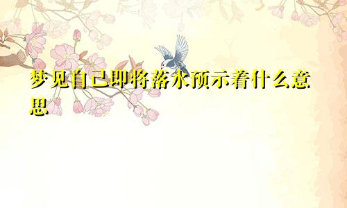 梦见自己即将落水预示着什么意思