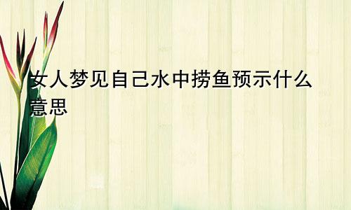 女人梦见自己水中捞鱼预示什么意思