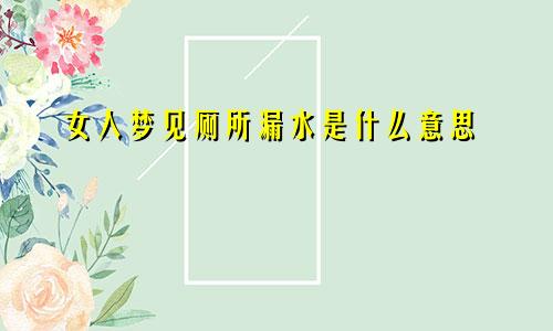 女人梦见厕所漏水是什么意思