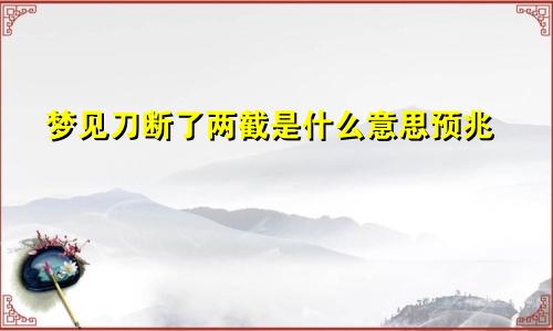 梦见刀断了两截是什么意思预兆