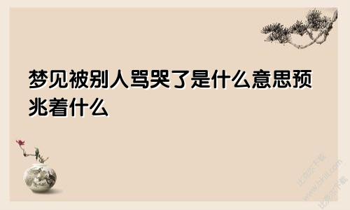 梦见被别人骂哭了是什么意思预兆着什么