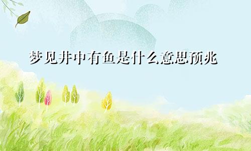 梦见井中有鱼是什么意思预兆