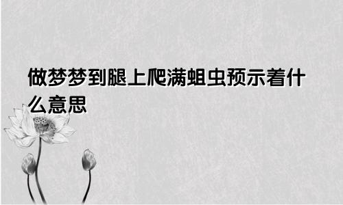 做梦梦到腿上爬满蛆虫预示着什么意思