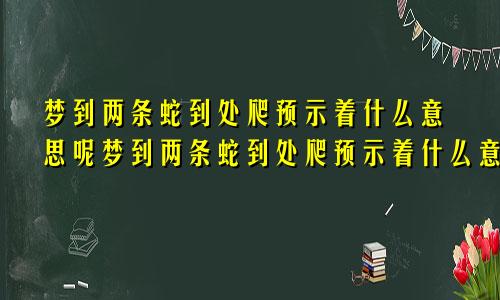 梦到两条蛇到处爬预示着什么意思呢梦到两条蛇到处爬预示着什么意思周公解梦