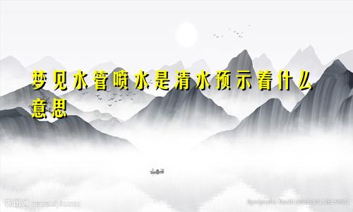 梦见水管喷水是清水预示着什么意思