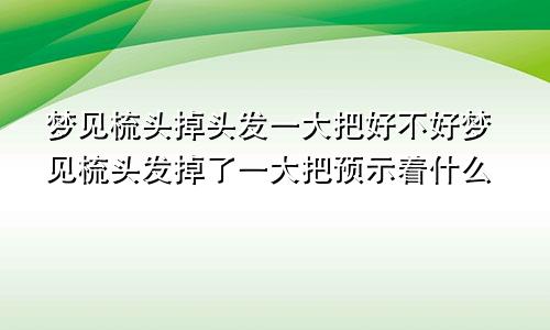 梦见梳头掉头发一大把好不好梦见梳头发掉了一大把预示着什么