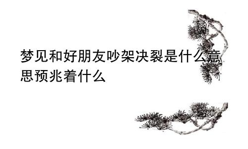 梦见和好朋友吵架决裂是什么意思预兆着什么
