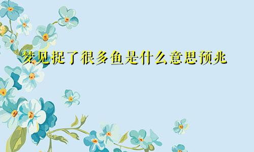 梦见捉了很多鱼是什么意思预兆