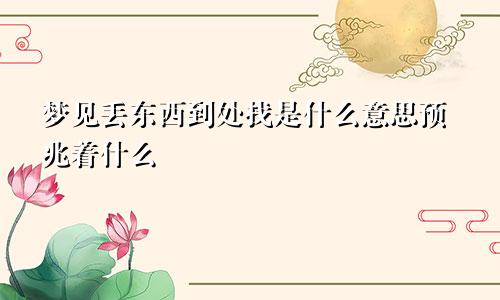 梦见丢东西到处找是什么意思预兆着什么