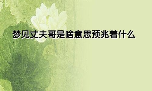 梦见丈夫哥是啥意思预兆着什么