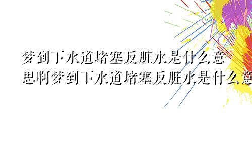 梦到下水道堵塞反脏水是什么意思啊梦到下水道堵塞反脏水是什么意思呀