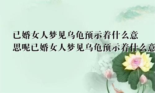 已婚女人梦见乌龟预示着什么意思呢已婚女人梦见乌龟预示着什么意思周公解梦