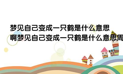 梦见自己变成一只鹤是什么意思啊梦见自己变成一只鹤是什么意思周公解梦