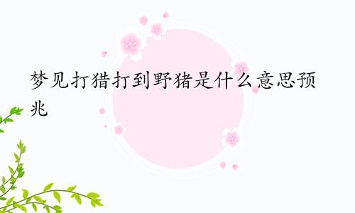 梦见打猎打到野猪是什么意思预兆