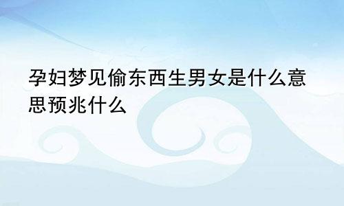 孕妇梦见偷东西生男女是什么意思预兆什么