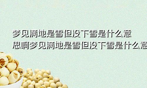 梦见满地是雪但没下雪是什么意思啊梦见满地是雪但没下雪是什么意思呀