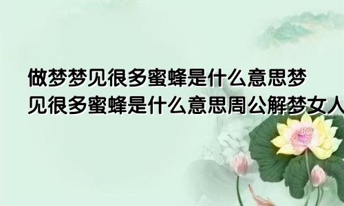 做梦梦见很多蜜蜂是什么意思梦见很多蜜蜂是什么意思周公解梦女人