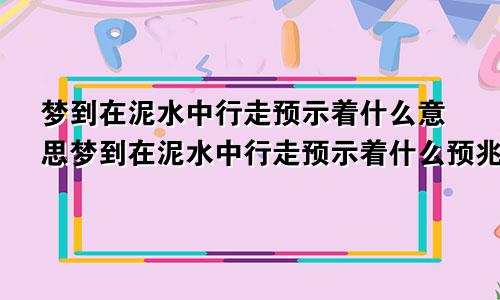 梦到在泥水中行走预示着什么意思梦到在泥水中行走预示着什么预兆