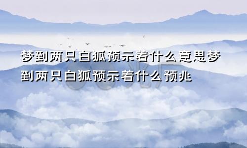 梦到两只白狐预示着什么意思梦到两只白狐预示着什么预兆