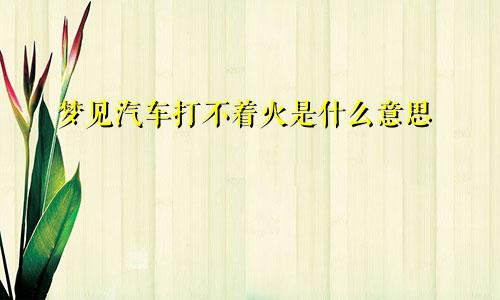 梦见汽车打不着火是什么意思