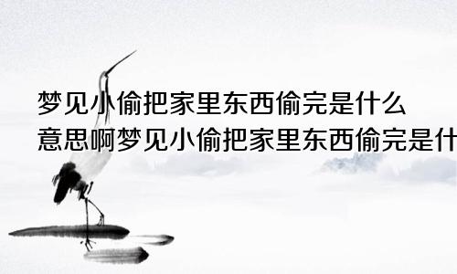 梦见小偷把家里东西偷完是什么意思啊梦见小偷把家里东西偷完是什么意思呀