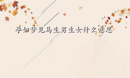孕妇梦见马生男生女什么意思