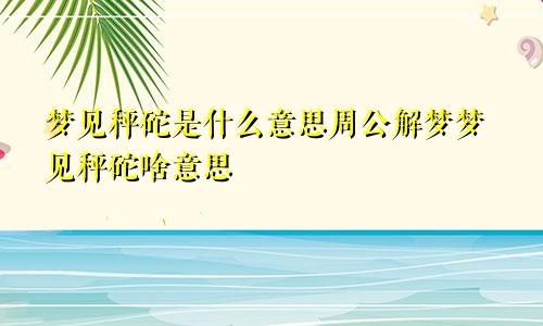 梦见秤砣是什么意思周公解梦梦见秤砣啥意思