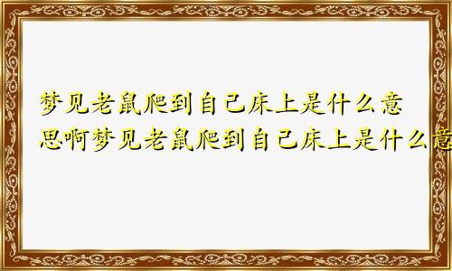 梦见老鼠爬到自己床上是什么意思啊梦见老鼠爬到自己床上是什么意思周公解梦