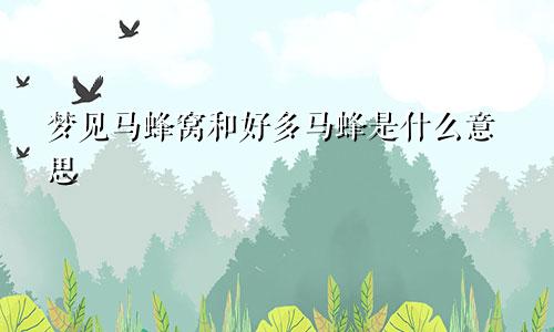 梦见马蜂窝和好多马蜂是什么意思