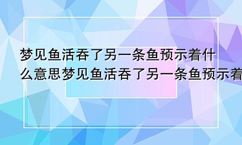 梦见鱼活吞了另一条鱼预示着什么意思梦见鱼活吞了另一条鱼预示着什么呢