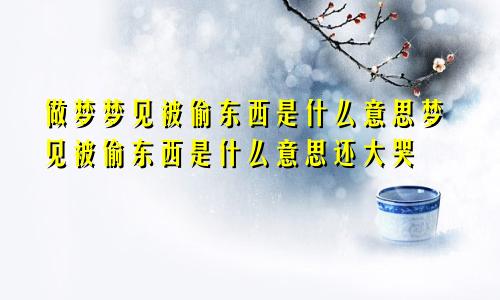 做梦梦见被偷东西是什么意思梦见被偷东西是什么意思还大哭