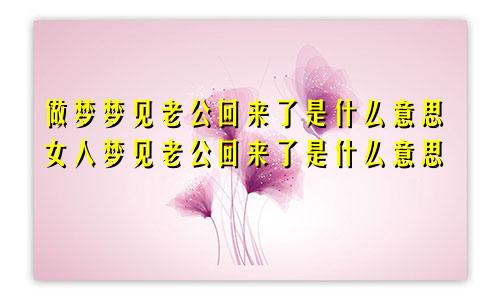 做梦梦见老公回来了是什么意思女人梦见老公回来了是什么意思