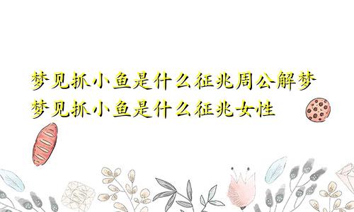梦见抓小鱼是什么征兆周公解梦梦见抓小鱼是什么征兆女性