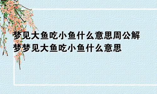 梦见大鱼吃小鱼什么意思周公解梦梦见大鱼吃小鱼什么意思
